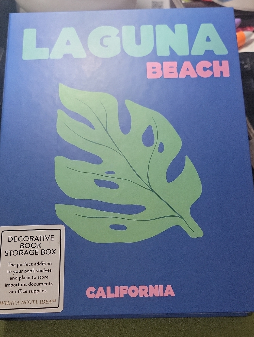 Laguna Beach California Decorative Book Storage Box - Blue & Green